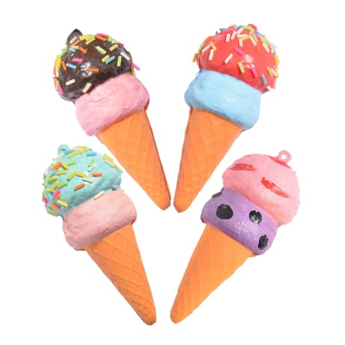 GARIOUANS 4 Stück Teiliges Realistisches Eiscreme mit Doppellagigem Design Weichem Druckbarem Material Leicht und Tragbar Künstliche Eistüten Requisiten für Dekorieren von GARIOUANS