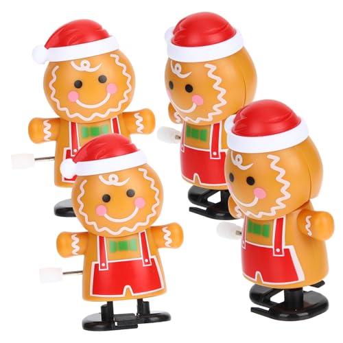 GARIOUANS 4 Stück -keksmännchen- Weihnachtsspielzeug Zum Aufziehen Springendes Aufziehen Lustig Klein Weihnachts-Cartoon- Dekorate Lebkuchen Mann Plastik von GARIOUANS