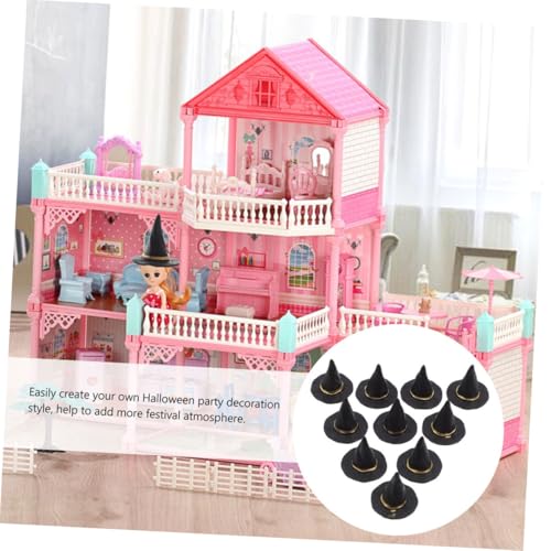 GARIOUANS 40 Stück Mini Hexenhüte aus Schwarzem Kunststoff Handgefertigte Leichte DIY Hexenhut Dekorationen Kleine Party Accessoires für Halloween für Puppenhaus und Bastelprojekte von GARIOUANS