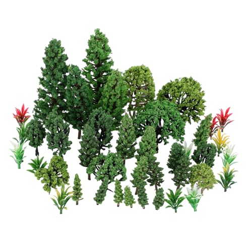 GARIOUANS 40 Stück Teiliges Mini Modellbäume für Dioramen Miniatur Bastelbäume Kleine Landschaftsbäume für Zugmodelle Puppenhaus Deko Micro Landschaft DIY von GARIOUANS
