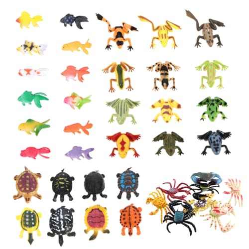 GARIOUANS 40 Stück Teiliges Realistische Meerestiere Bunte Simulation Tiermodelle für Inklusive Frosch Goldfisch Schildkröte und Krabbe Leicht und Tragbar Pädagogisch Nützlich von GARIOUANS