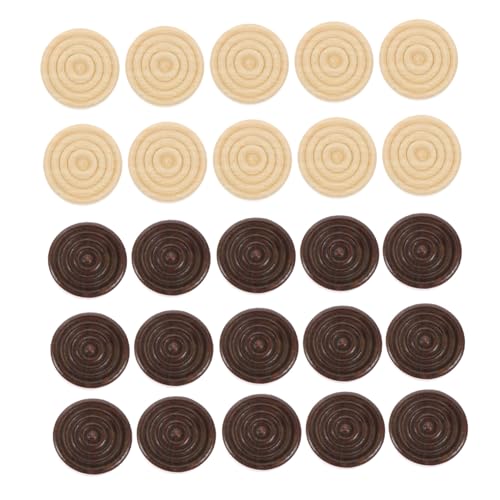 GARIOUANS 48 Stück Holzspielsteine für Dame und Schach Runde Tragbare Schachfiguren für Erwachsene als Ersatzsteine für Brettspiele und Geduld von GARIOUANS