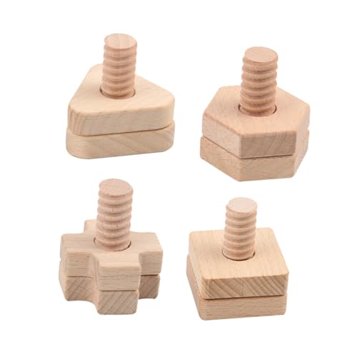 GARIOUANS 4Sätze Geometrische Holzbausteine für Teiliges mit Schraubenspielzeug Kognitiven Fähigkeiten für Jahre aus Hochwertigem Sicher von GARIOUANS