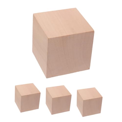 GARIOUANS 4pcs 5 cm Holzhandwerkswürfel Unvollendete Holzblöcke Für Kinder Bildungsmathematikunterricht Spielzeug Für Geometrie Und Kreativitätsverbesserung von GARIOUANS