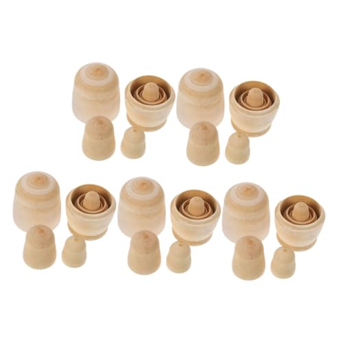 GARIOUANS 5 Sätze Unbemalte Russische Puppen aus Holz Lagiges DIY Bastelset für Bemalen Vielseitige Weihnachtsdeko und Geschenkidee Handliche Stapelpuppe für Gruppenaktivitäten von GARIOUANS