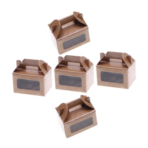 GARIOUANS 5 Stück Box Mini Kuchen Rollenspiel Miniatur Boxen Puppenhaus Mini Boxen Mini Requisiten Miniatur Szene Zubehör Puppenhaus Mini Boxen Hellbraunes Papier von GARIOUANS