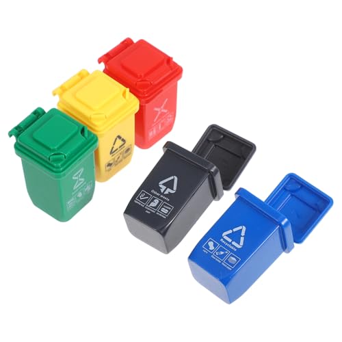 GARIOUANS 5 Stück Miniatur Mülltonnen Kleine Realistische Mini Outdoor Abfalleimer für Puppenhaus Dekoration Tragbar und Detailreich für Miniatur Landschaft und Zimmer von GARIOUANS