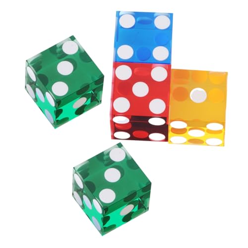 GARIOUANS 5 Stück Präzise Transparente Acryl Würfel mit Rechtwinkligen Punkten Robuste Wettwürfel für Brettspiele Party und Familienspiele Leicht Tragbar Zufällige Farben Zufällige Farbe von GARIOUANS