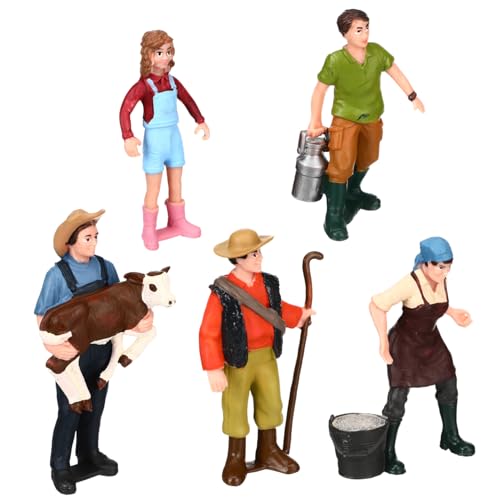 GARIOUANS 5 Stück Teiliges Bauernhof Figuren aus Robustem Material Realistische Miniatur Menschenfiguren für Modellbau Architektur und Miniaturszenen Kompakt und Leicht als Layout Props und von GARIOUANS