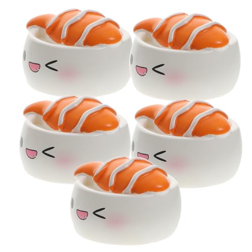 GARIOUANS 5 Stück Teiliges Cartoon Sushi Dekoration aus Resin Kreatives Miniatur Food Ornament für DIY Bastelmaterial Lebendige Tisch und Micro Landschaftsdekoration als für Freunde und von GARIOUANS