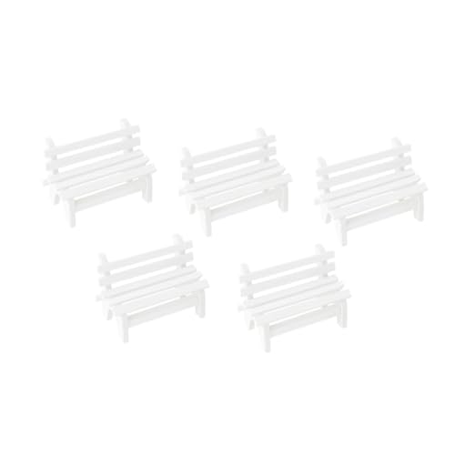 GARIOUANS 5 Stück Teiliges Miniatur Holzbank für Gartenlandschaft Weiße Miniatur-Dekoration Vielseitige Fotorequisite Handgefertigt für Puppenhäuser DIY-Modelle und Landschaftsgestaltung von GARIOUANS