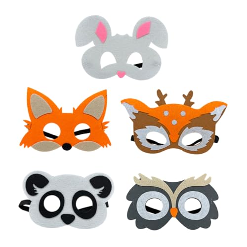 GARIOUANS 5 Stück Teiliges Tierfilzmasken für Bunte Wiederverwendbare und Leichte Party Komfortabel Tragbar für Mottopartys und Kindergeburtstage von GARIOUANS