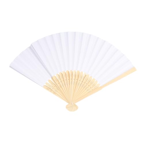 GARIOUANS 5 Stück Weiße Faltbare Handfächer Chinesische Blanko Fächer zum Bemalen DIY Kinderparty Traditionelle Papierfächer für Sommer Dekoration von GARIOUANS