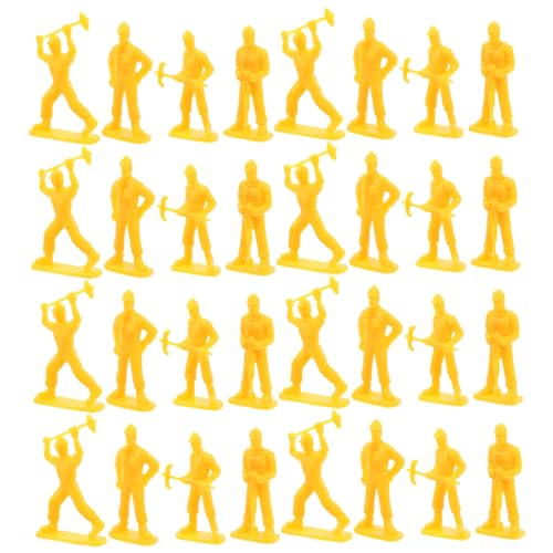 GARIOUANS 50 Stück Kleine Spielzeuge BAU Partygeschenke Mini Modell Zubehör Kunststoff Requisiten BAU Motto Partygeschenke Arbeitsfiguren Dekorationen Schmuck Sand Desktop Gelb von GARIOUANS