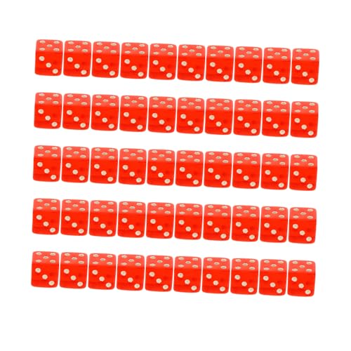 GARIOUANS 50 Stück Rote Acryl Würfel mit Großen Punkten und Abgerundeten Ecken Umweltfreundlich für Party Tisch Familienspiele für Unterhaltung und DIY Spiele von GARIOUANS