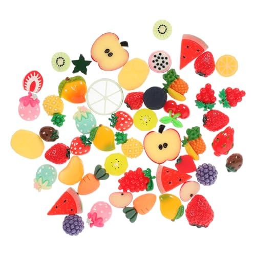GARIOUANS 50 Stück Teiliges Mini Obst Modell Set Realistische Puppenhaus Dekoration Handgefertigte Farbenfrohe Simulation Glatte Oberfläche Geeignet für Miniatur Szenerien und Puppenzubehör von GARIOUANS