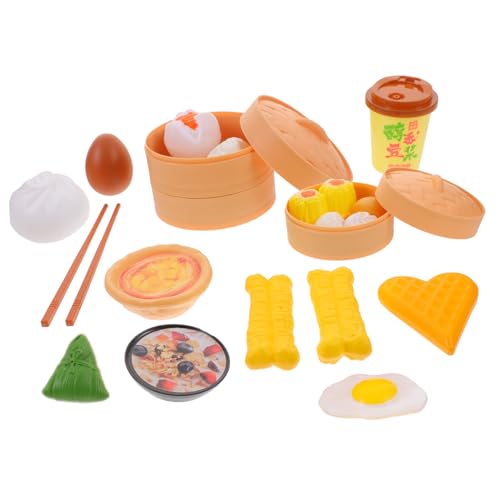 GARIOUANS 58 Stück Teiliges Chinesisches Frühstück Kunststoff Küchen Spiel Lebensmittel Rollenspiel Kochspielzeug für Fördert Feinmotorik und Alltagserfahrung Leicht Tragbar für Zuhause und von GARIOUANS