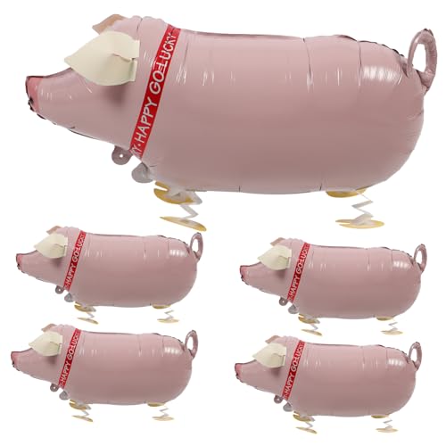 GARIOUANS 5Stücke Aufblasbare Schwein Folienballons Niedliche Schweinform Dekorative Luftballons für Kindergeburtstage Party Deko und Sicher für Innen und Außenaktivitäten von GARIOUANS