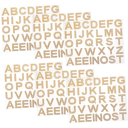 GARIOUANS 6 Blätter Rhinestone Buchstaben Sticker Selbstklebende Dekorative Aufkleber für Handys Taschen und DIY Projekte Glitzernde Edelstein Aufkleber für Kreative Bastelideen von GARIOUANS