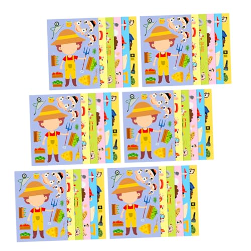 GARIOUANS 6 Sätze Berufspuzzle Sticker Interaktive DIY Anzieh Sticker für Fördert Motorische Fähigkeiten Familienzeit Kreative Rollenspiele für Schule Partys von GARIOUANS