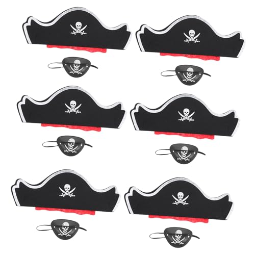 GARIOUANS 6 Sätze Teiliges Piratenkostüm Zubehör mit Kopfbedeckungen und Augenklappen Wiederverwendbares Halloween Party Headgear für Erwachsene für Piraten Motto und Cosplay Feiern von GARIOUANS