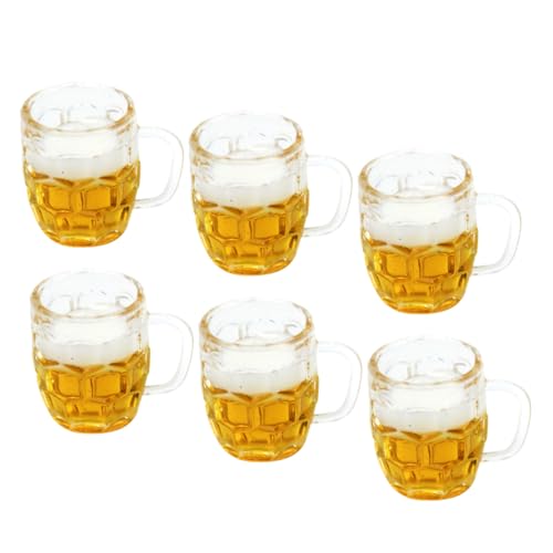 GARIOUANS 6 Stück Mini Bierkrüge aus Resin Teiliges Kleine Bierbecher Modell für Puppenhaus Deko Miniatur Bierglas Ornamente Langlebig und Realistisch für Kreative Szenen und von GARIOUANS