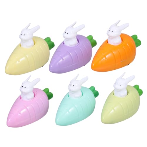 GARIOUANS 6 Stück Reibungsbetriebene Fahrzeuge Ostern Zurückziehbares Autospielzeug Karottenhase Mini-autospielzeug Osterkorbfüller Partygeschenke Karottenauto-Spielzeug von GARIOUANS