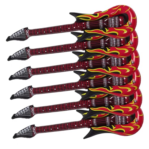 GARIOUANS 6 Stück Teiliges Aufblasbare PVC Gitarren Bunte Party Deko Langlebig Wiederverwendbar für Strand und Sommerfeste Junge Mädchen Spielspaß von GARIOUANS