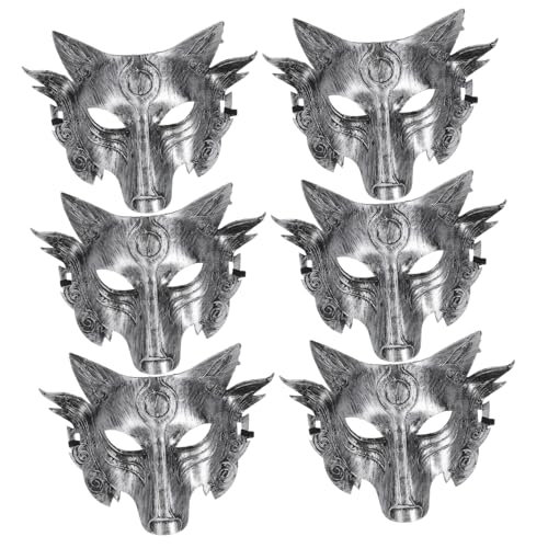 GARIOUANS 6 Stück Teiliges Halloween Wolf Halbes Gesicht Maske für Erwachsene Realistische Cosplay Kostüm Zubehör für Party und Fotografie GARIOUANS 6 Stück Teiliges Halloween Wolf Halbes Gesicht Maske für Erwachsene Realistische Cosplay Kostüm Zubehör für Party und Fotografie von GARIOUANS