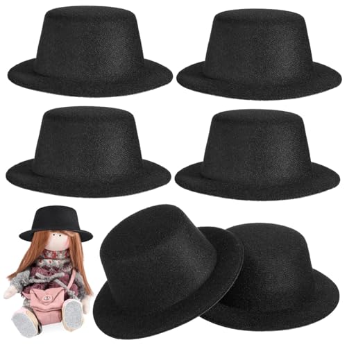 GARIOUANS 6 Stück Teiliges Kleine Schwarze Zylinderhüte für Puppen DIY Handwerk Elegante Flachhut Form Feine Verarbeitung Langlebiges Material Puppenkleidung Accessoire für Schneemann und GARIOUANS 6 Stück Teiliges Kleine Schwarze Zylinderhüte für Puppen DIY Handwerk Elegante Flachhut Form Feine Verarbeitung Langlebiges Material Puppenkleidung Accessoire für Schneemann und von GARIOUANS