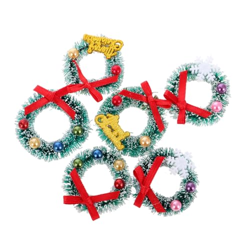 GARIOUANS 6 Stück Teiliges Mini Weihnachtskranz Miniatur Puppenhaus Deko Langlebige Hängende Kränze für Fenster Tür Wand und Geschenkbox Sichere Materialien für DIY Weihnachtsdekoration von GARIOUANS