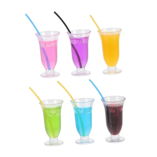 GARIOUANS 6 Stück Teiliges Miniatur Cocktails Modell aus Hochwertigem Harz Realistische Miniatur Dekorationen für Puppenhaus Farbenfrohe Mini Szene Requisiten für Fotografie und DIY von GARIOUANS