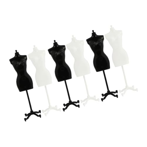 GARIOUANS 6 Stück Teiliges Puppenständer in Schwarz und Weiß Sicher und Glatt Realistisches Design für Puppenkleidung Schmuck und Miniatur DIY Zubehör als Displayhalter für Puppenbekleidung von GARIOUANS