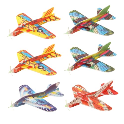 GARIOUANS 6 Stück Teiliges Schaumstoff Flugzeug Modellset Drehbar Leichte Outdoor Spielzeuge für Kreative Übung Gemischte Farben Pädagogisches Wurfspielzeug für Jungen und Zufällige Farbe von GARIOUANS