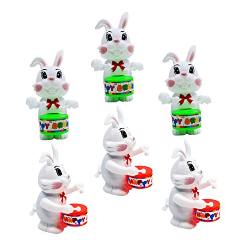GARIOUANS 6 Stück Trommelnder Hase Zartes Kaninchendekor Kaninchenhandwerk Desktop - Hasenpuppenschmuck Schlagzeug Desktop- Aus Kunststoff Plastik von GARIOUANS