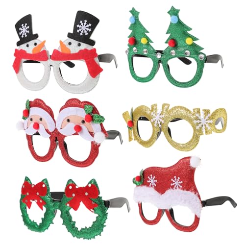 GARIOUANS 6 Stück Weihnachtsbrillen Kinderpartyzubehör Weihnachtsbrillengestell Ornamente Weihnachtsbrille Requisiten Weihnachten Party-Brillengestelle Requisiten für Brillengestelle Plastik von GARIOUANS