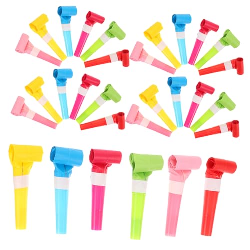 GARIOUANS 60 Stück Teiliges Partypfeifen aus Buntem Kunststoff Geräuschvolle Spielzeugpfeifen für Umweltfreundlich Farbige Lärmmacher für Geburtstags und Festfeiern Zufällige von GARIOUANS