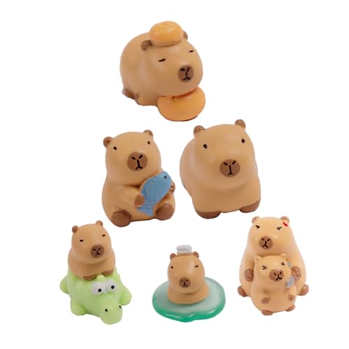 GARIOUANS 6pcs Handgefertigte Mini -tierfiguren Niedliche Capybara -spielzeugfigur Für Schreibtisch- Und Bücherregal -mikro -Capybara -landschaftsstatue Ideal Für Partybevorzugungen Und von GARIOUANS