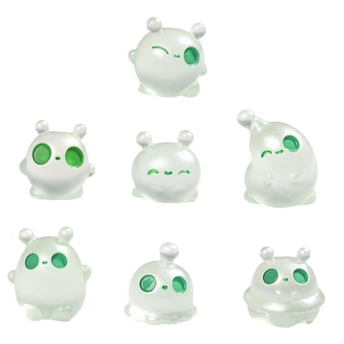 GARIOUANS 7 Stück Leuchtende Miniatur Figuren Luminous Glow DIY Mini Außerirdische für Kinderzimmer Büro Dekoration Micro Landschaft Feengarten Accessoires von GARIOUANS