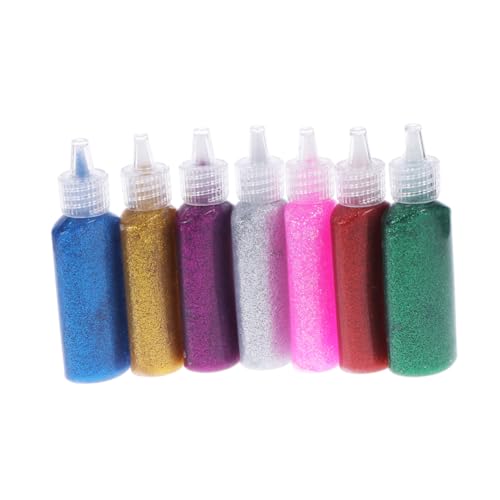 GARIOUANS 7 Stück Teiliges Glitzerkleber Set Bastelkleber Glitzer Flüssigkleber für DIY Holz Papier Kunsthandwerk Farben Rot Gold Grün Silber von GARIOUANS