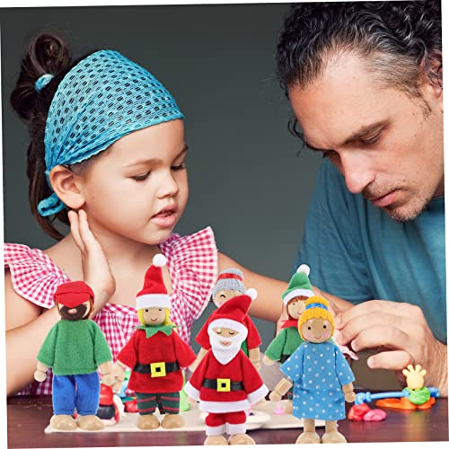 GARIOUANS 7 Stück Teiliges Holz Puppenfamilien mit Beweglichen Mini Puppenhaus für Pädagogisches Rollenspiel Kreativität und Sozialer Interaktion von GARIOUANS
