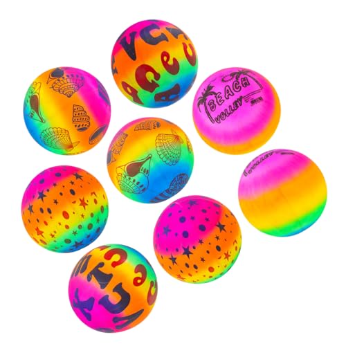 GARIOUANS 8 Stück Aufblasbare Strandbälle Kreative Regenbogen Spielzeuge für Leicht und Sicher für Strandspiele Perfektes Wasserspielzeug für Jungen von GARIOUANS