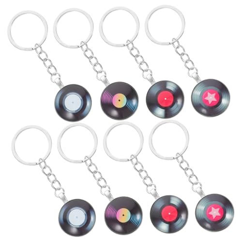 GARIOUANS 8 Stück Grammophon Schlüsselanhänger Thema Vinyl Retro Schlüsselanhänger Ring Album Schallplatte Musik Anhänger Accessoire Vintage Party Instrument Schlüsselanhänger Mini CD von GARIOUANS