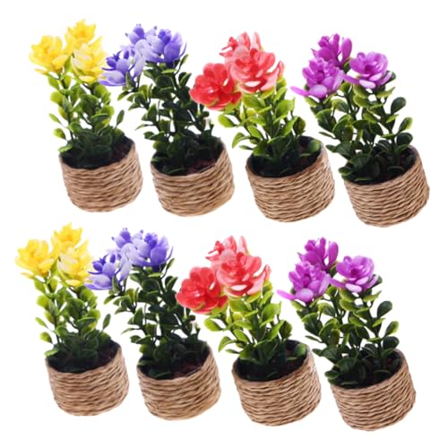 GARIOUANS 8 Stück Miniatur Pflanzen Miniatur Blumentopf Dekoration für Puppenhaus DIY Basteln Realistische Künstliche Bonsai Grünpflanzen Mikrolandschaft Zubehör von GARIOUANS