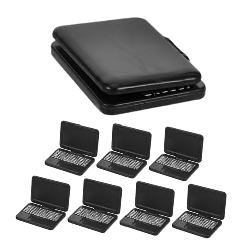 GARIOUANS 8 Stück Puppenhaus Dekor Mini Miniatur Laptop Winziger Laptop Miniatur Computer Puppenhaus Mini Zubehör Spielcomputer Kunststoff Schwarz von GARIOUANS
