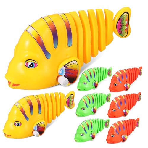 GARIOUANS 8 Stück Teiliges Aufziehfisch Badespielzeug Bunte Schwimmfische aus Robustem Kunststoff Wind für Kinderbadewanne und Poolspaß Farbenfrohe Meeres Tierfiguren von GARIOUANS
