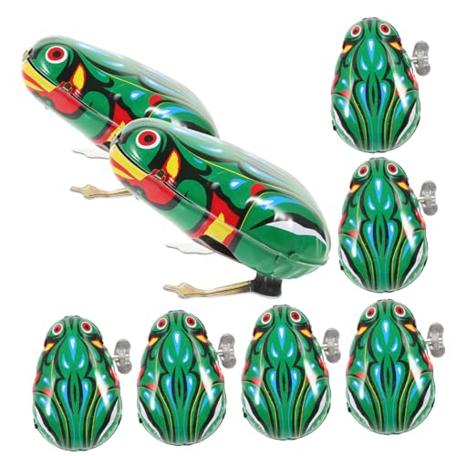 GARIOUANS 8 Stück Teiliges Aufziehspielzeug Retro Blechfrösche Grün Wind Up Figuren Fördert Krabbeln und Bewegung für Geburtstag Halloween Weihnachten von GARIOUANS
