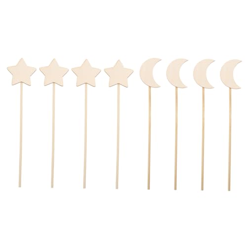 GARIOUANS 8 Stück Teiliges DIY Holz Zauberstab für Mädchen Magische Bastelstäbe mit Mond und Sternmotiv Kinderfreundliches Holzhandwerk Kreative und Dekorationsspielzeuge von GARIOUANS