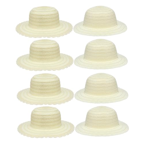 GARIOUANS 8 Stück Teiliges DIY Strohhut für Weiße Blanko Hüte mit Glatter Oberfläche zum Bemalen Basteln Kreativen Gestalten für Sommerpartys Halloween Strand und Alltag Geeignet von GARIOUANS
