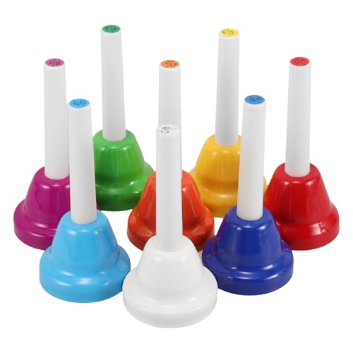 GARIOUANS 8 Stück Teiliges Handglocken Set mit Noten Buntes Musikinstrument für Kleinkinder und Erwachsene für Unterricht Feste Hochzeiten und Familienfeiern von GARIOUANS